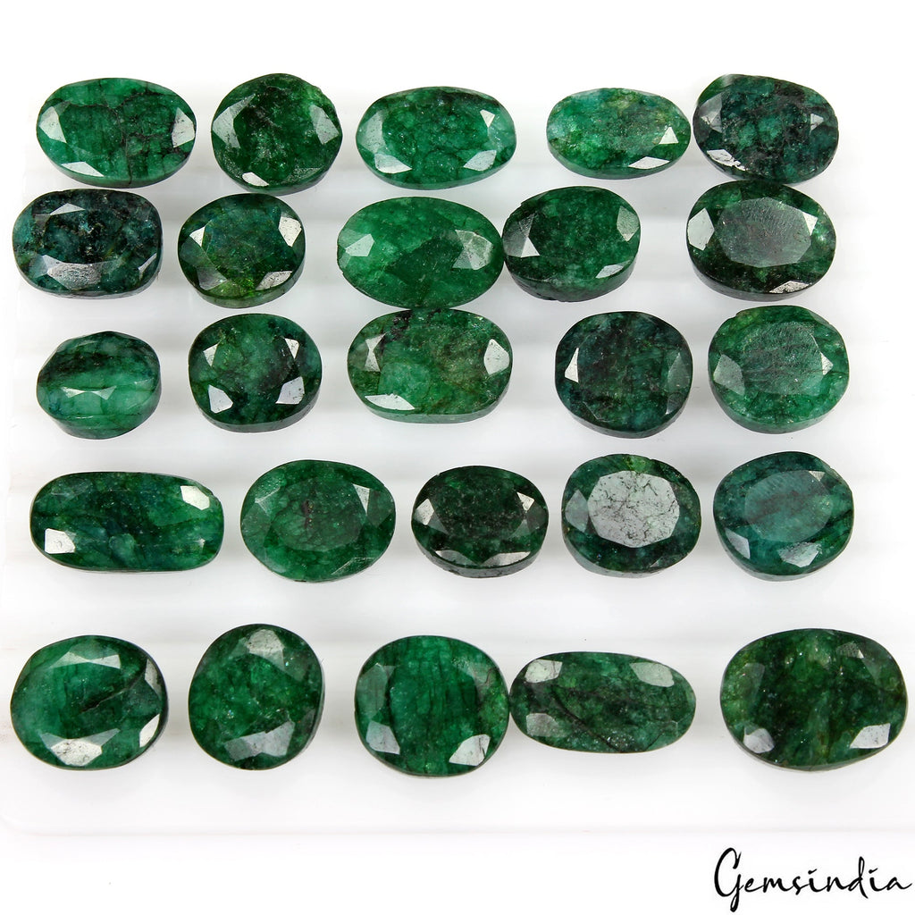 25 Pcs Natural Emerald 13-20mm Stunning Green Ring Size Loose Gemstones ~270 Ct
