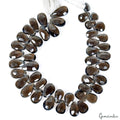 8 Inch Natural Brown Smoky Quartz 8mm-10mm Pear Cut Drilled Loose Gemstones Lot