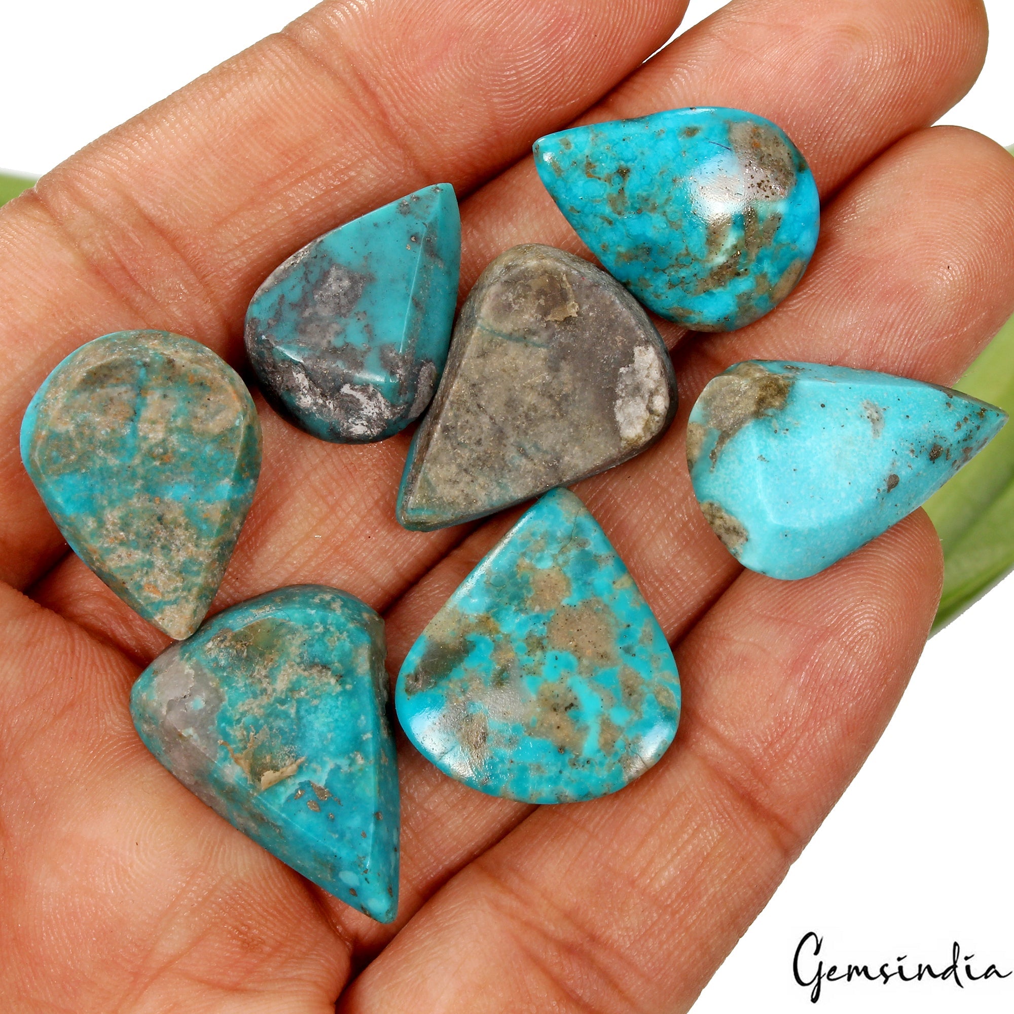 7 Persian Turquoise Neyshabur Cabochon Lot, Not Stabilized, %100 Natural 22-24mm