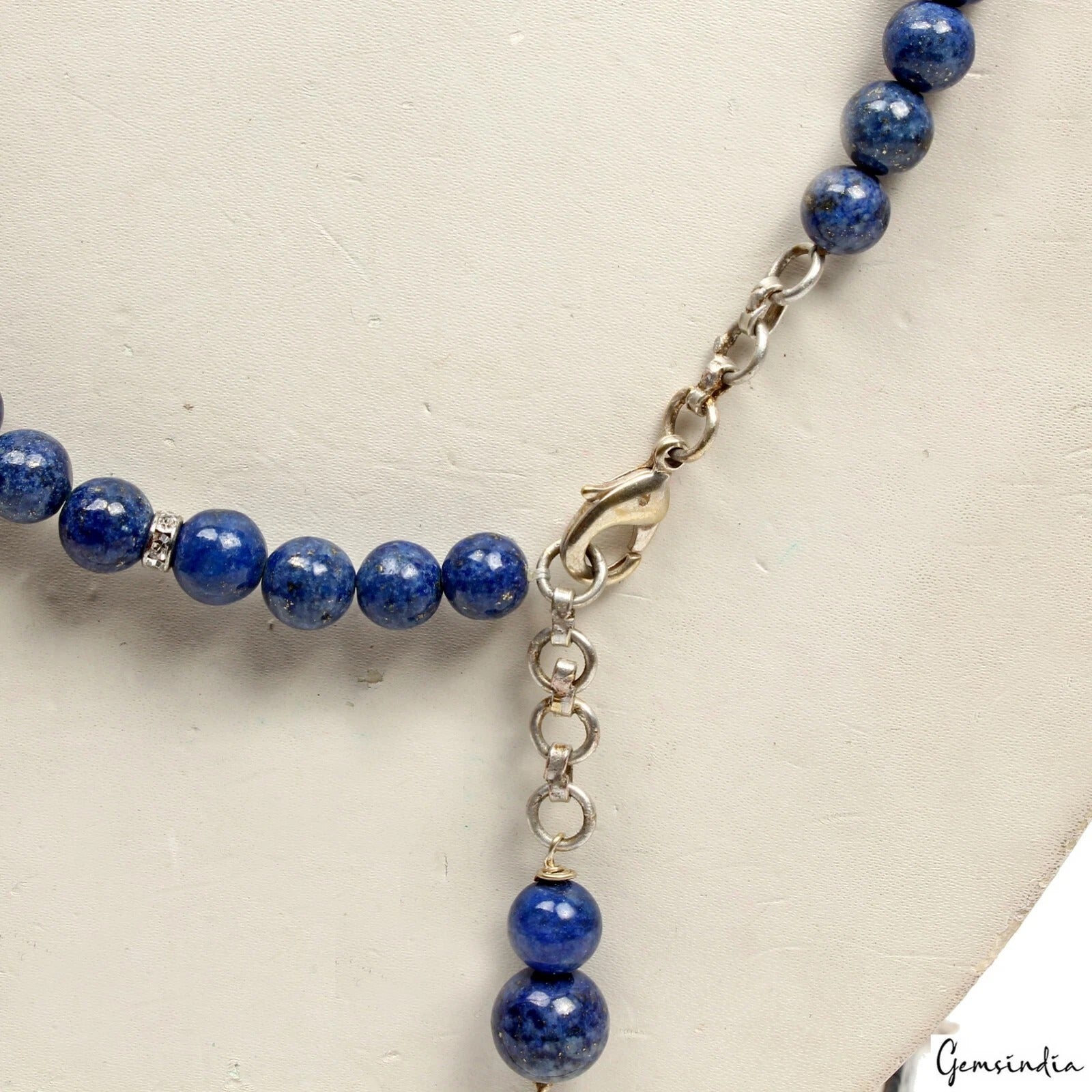 490Ct Natural Blue Lapis Lazuli Round Cab Beaded Handmade Single Strand Necklace