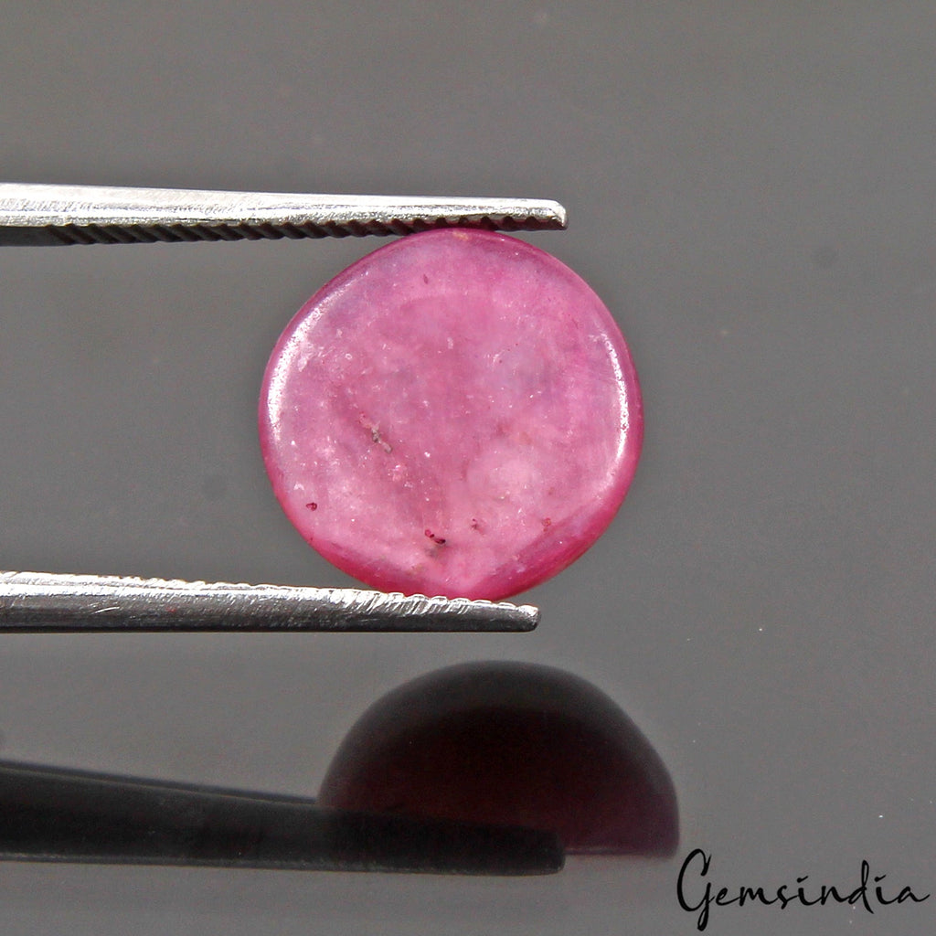 Certified 7 Cts Natural Pink Star Ruby Round Cab Precious Loose Gem For Ring-RH