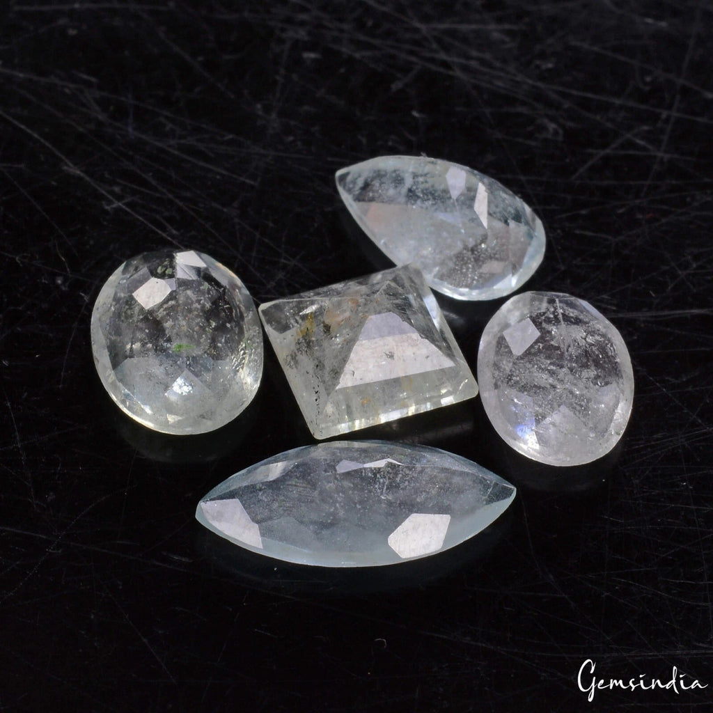 9.55 Cts/5 Pcs Natural Unheated Brazilian Blue Green Aquamarine Mix Cut Gems Lot