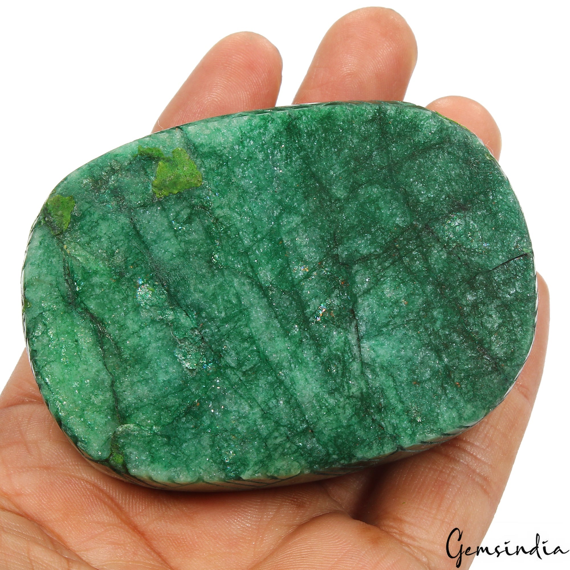 1600 Ct Natural Green Emerald Hand Carved Loose Oval Shape Brazil Huge Gemstone