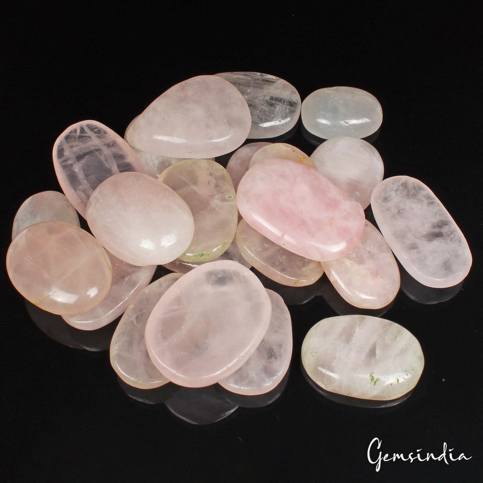 1780 Cts/22 Pcs Natural Untreated Pink Rose Quartz Mix Cab Loose Wholesale Gems