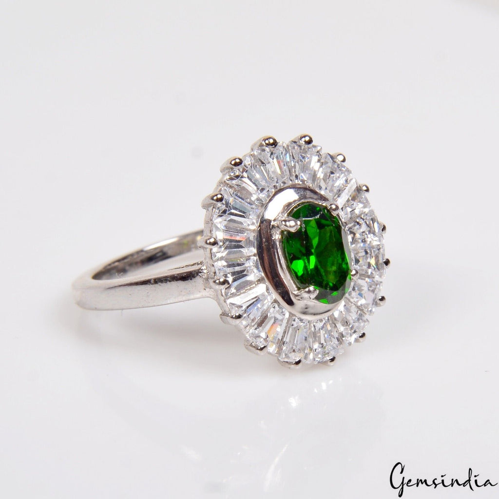 4.76 Gram Natural Chrome Diopside Zirconia Gem 925 Sterling Silver Ring 6.5 US