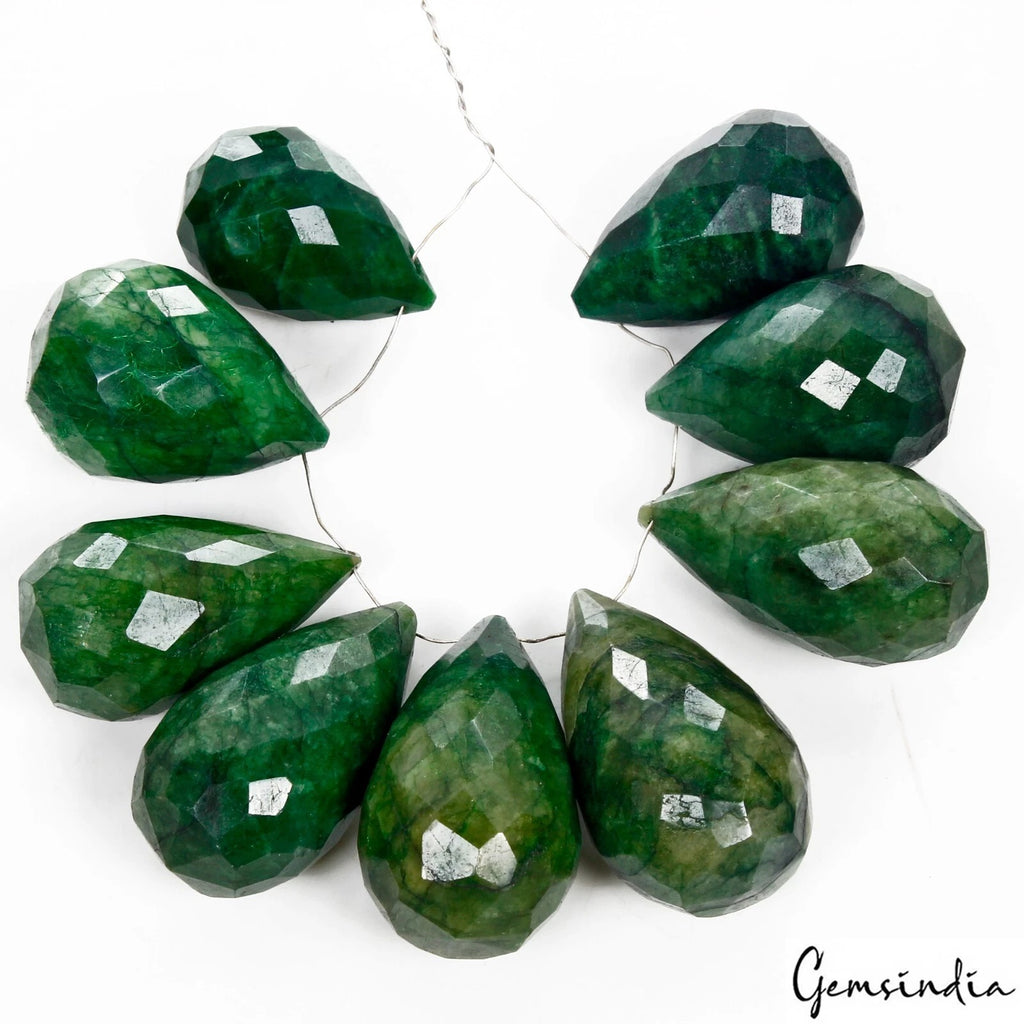 Emerald Beaded Strand, Color Enhanced, Green — 27mm to 36mm, 690 Ct, Brazil
