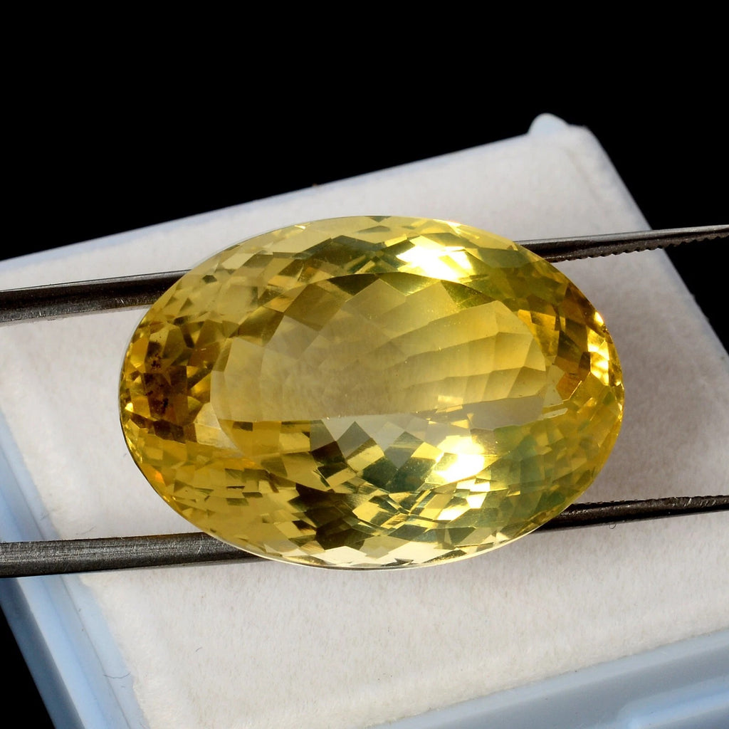 Citrine Loose Gemstone, Oval Faceted Cut, Untreated — 25x8x13 mm, 34.20 Ct, Brazil