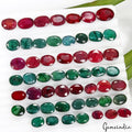270 Cts/53 Pcs Natural Red Ruby Green Emerald Oval Cut Loose Certified Gemstones