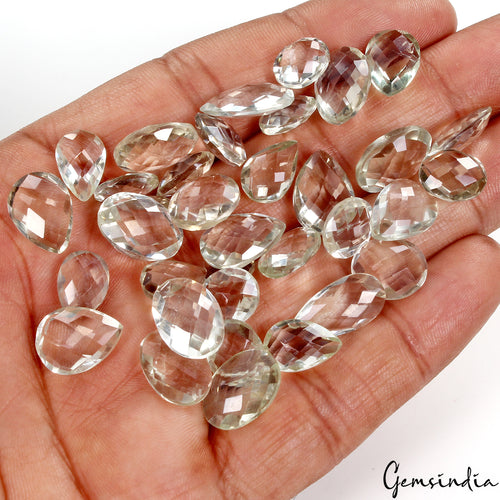 Amethyst Loose Gemstone, Pear Checker Cut, Untreated — 9mm to 17mm, 136.30 Ct
