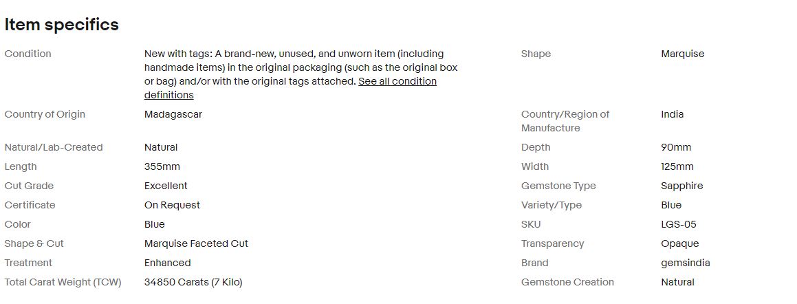 7 Kilo 100% Natural Big Sapphire Marquise Loose Madagascar Earth mined Gemstone