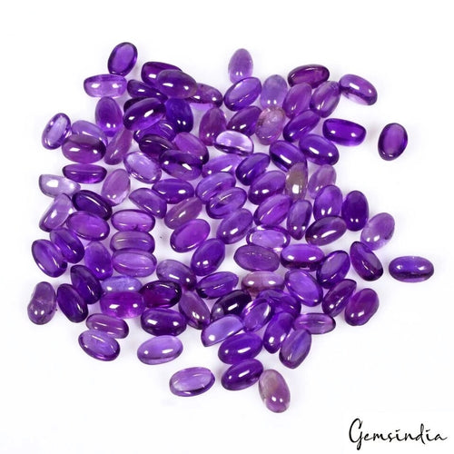 Amethyst Lot, Cabochon, Oval Cabochon, Untreated — 99 Pieces, 4mm to 5mm, 30.40 Ct, Brazil