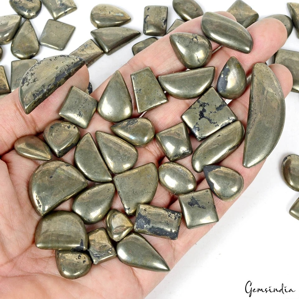 1530 Ct Natural Untreated Gold Pyrite Mix Cab Loose Gems Lot 85 Pcs For Jewelry
