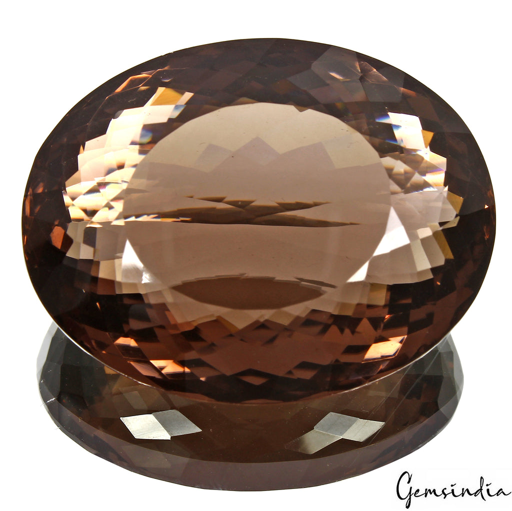 Smoky Quartz Loose Gemstone, Oval Faceted Cut, Untreated — 43x34x18 mm, 172.70 Ct, Madagascar