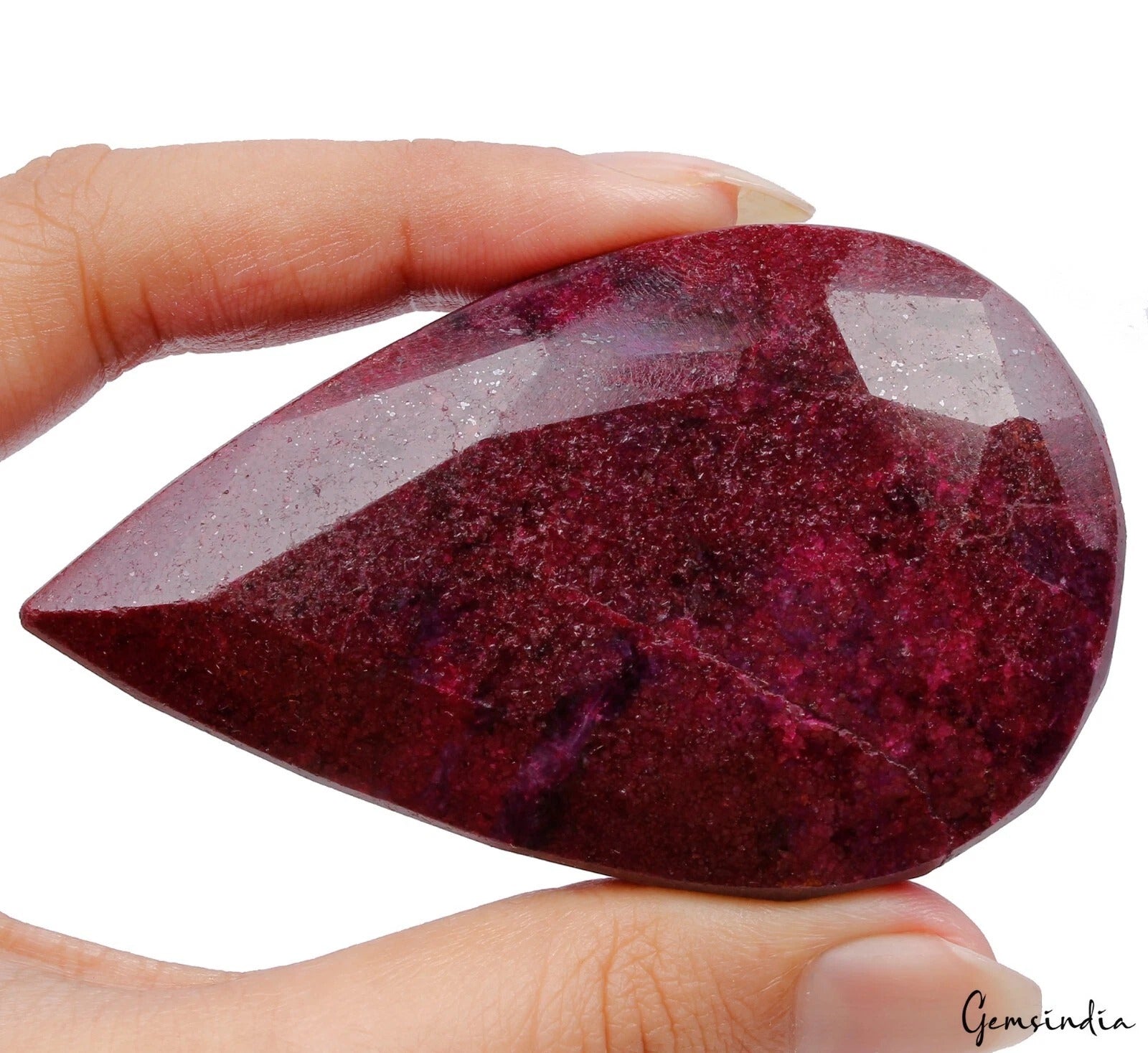 860 Ct Natural Huge Red Ruby Certified Pear Cut Treated Gemstone 77x47x24 mm