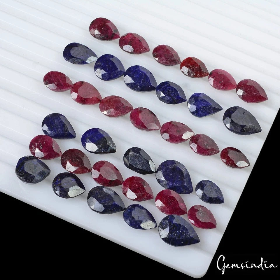 227.30 Ct/13-16mm Natural Ruby Sapphire Pear Cut Loose Madagascar Ring Size Gems