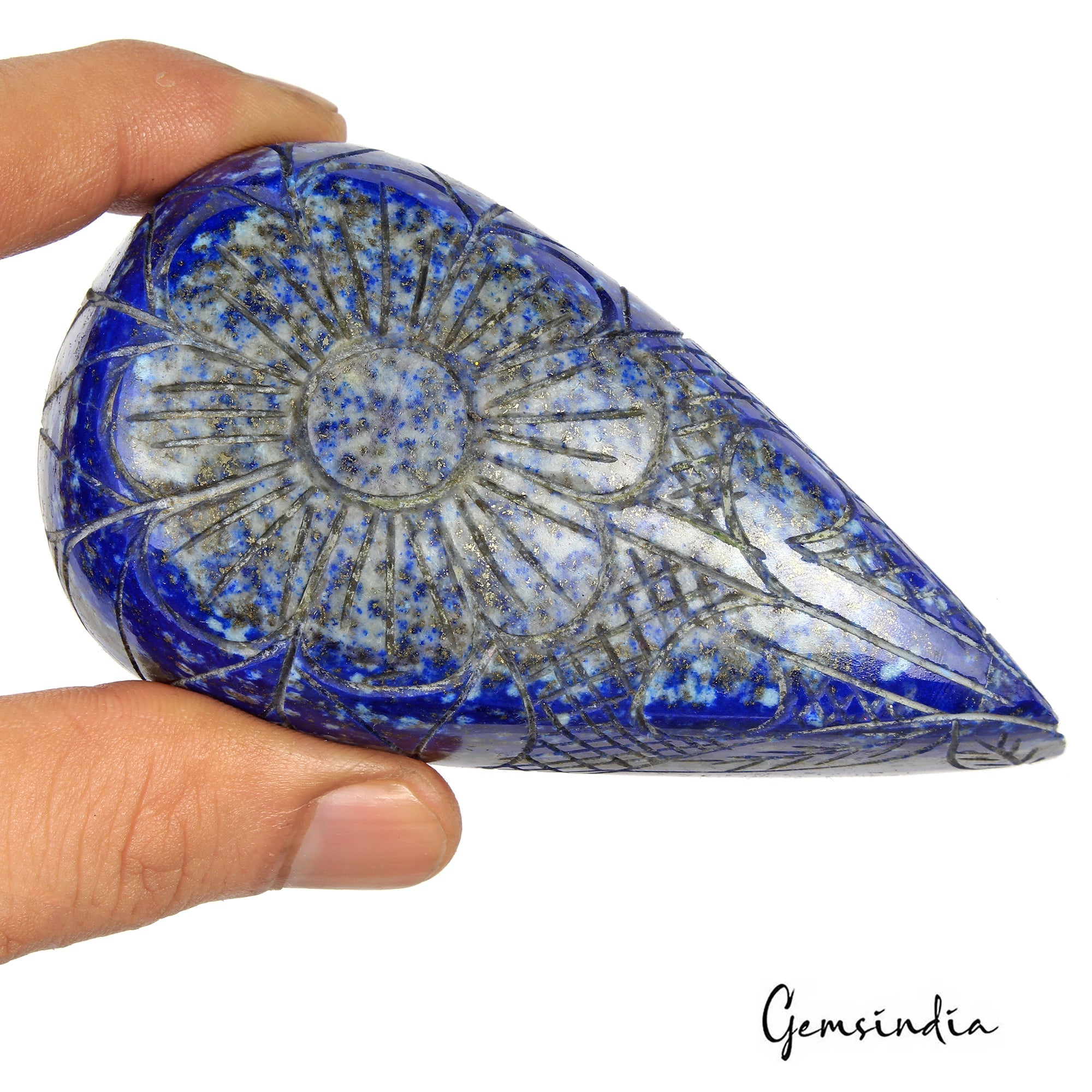 1280 Cts Natural Blue Lapis Lazuli Pear Cut Carving Earth Mined Loose Gemstone
