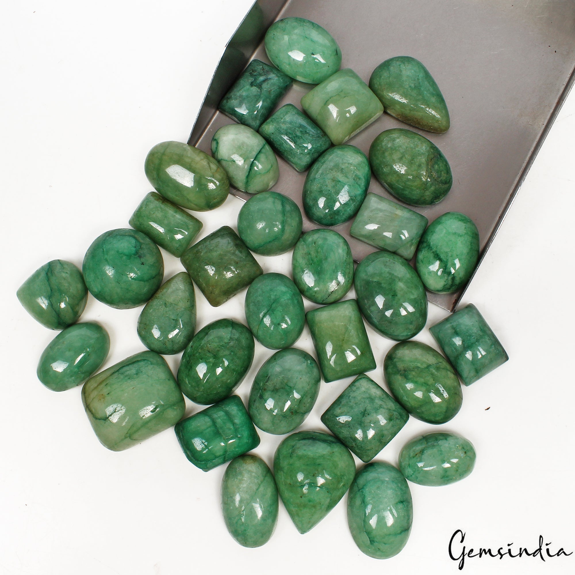 1000 Ct/23 Pcs Natural Green Brazilian Emerald Mix Cab Loose Gems Wholesale Lot
