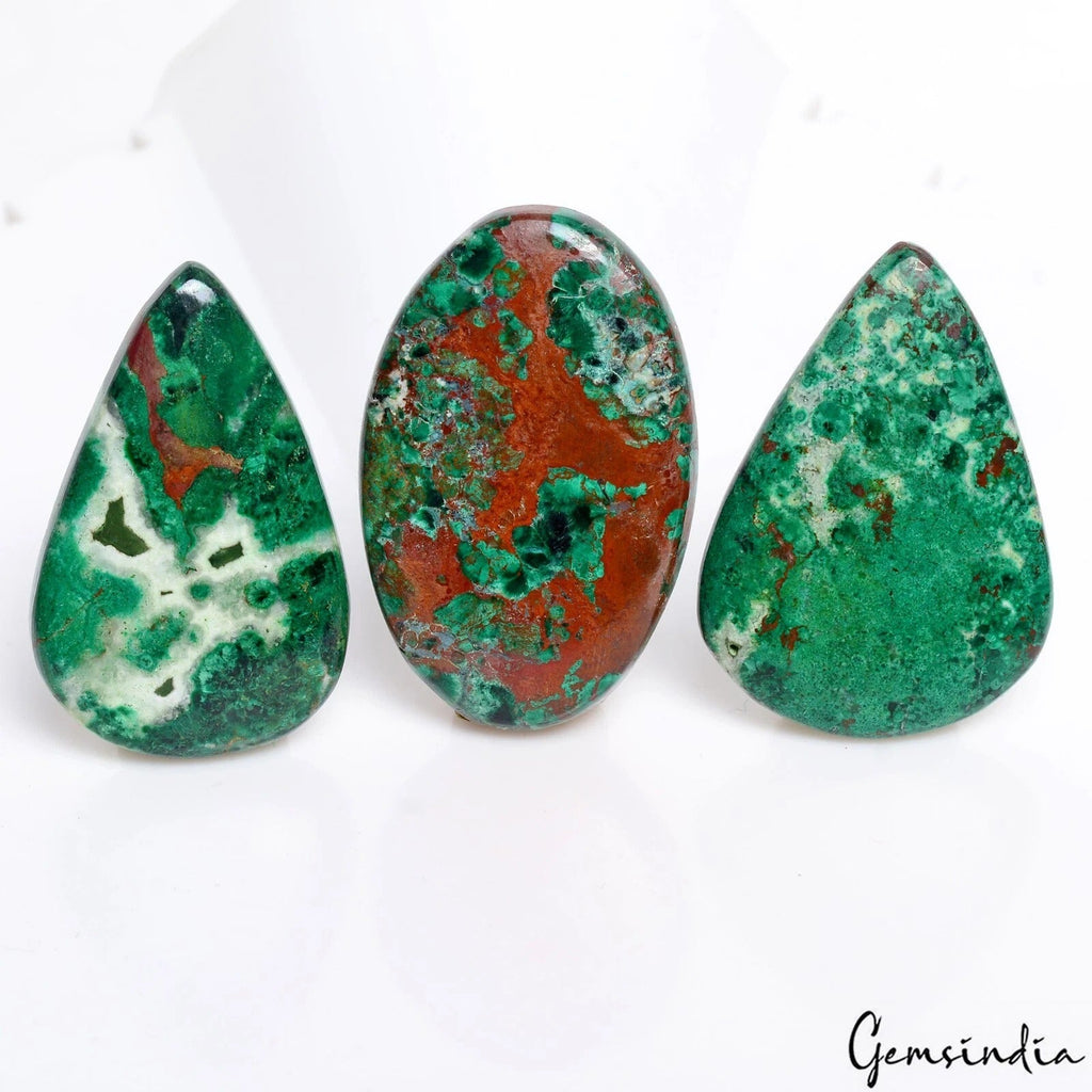 194.50 Cts/3 Pcs Natural Untreated Bi-Color Chrysocolla Azurite Mix Cab Gems Lot