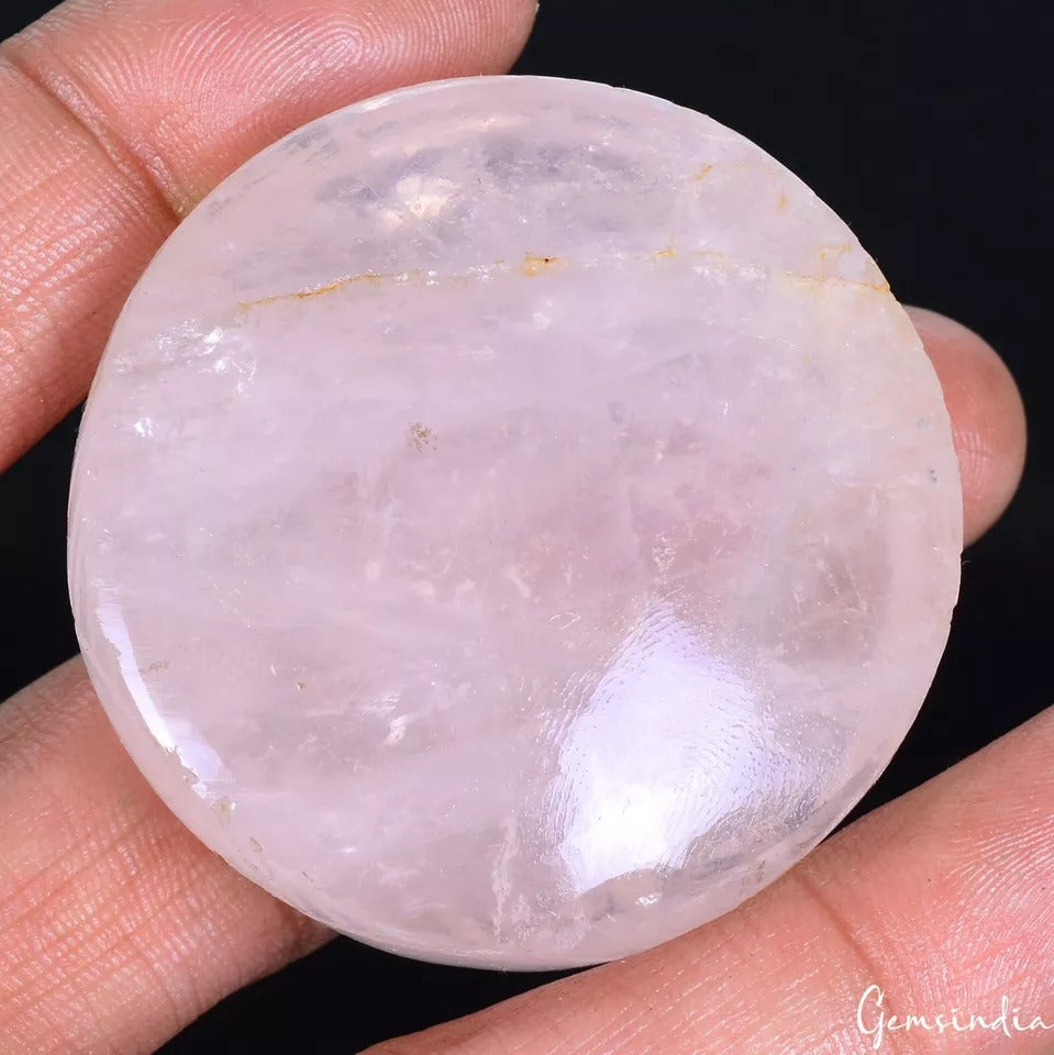 415 Cts Natural Untreated Pink Rose Quartz Round Hand Carved Huge Loose Gemstone
