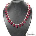 340 Ct Natural Pearl & Red Quartz Beads Handmade Necklace Jewelry for Women 19"