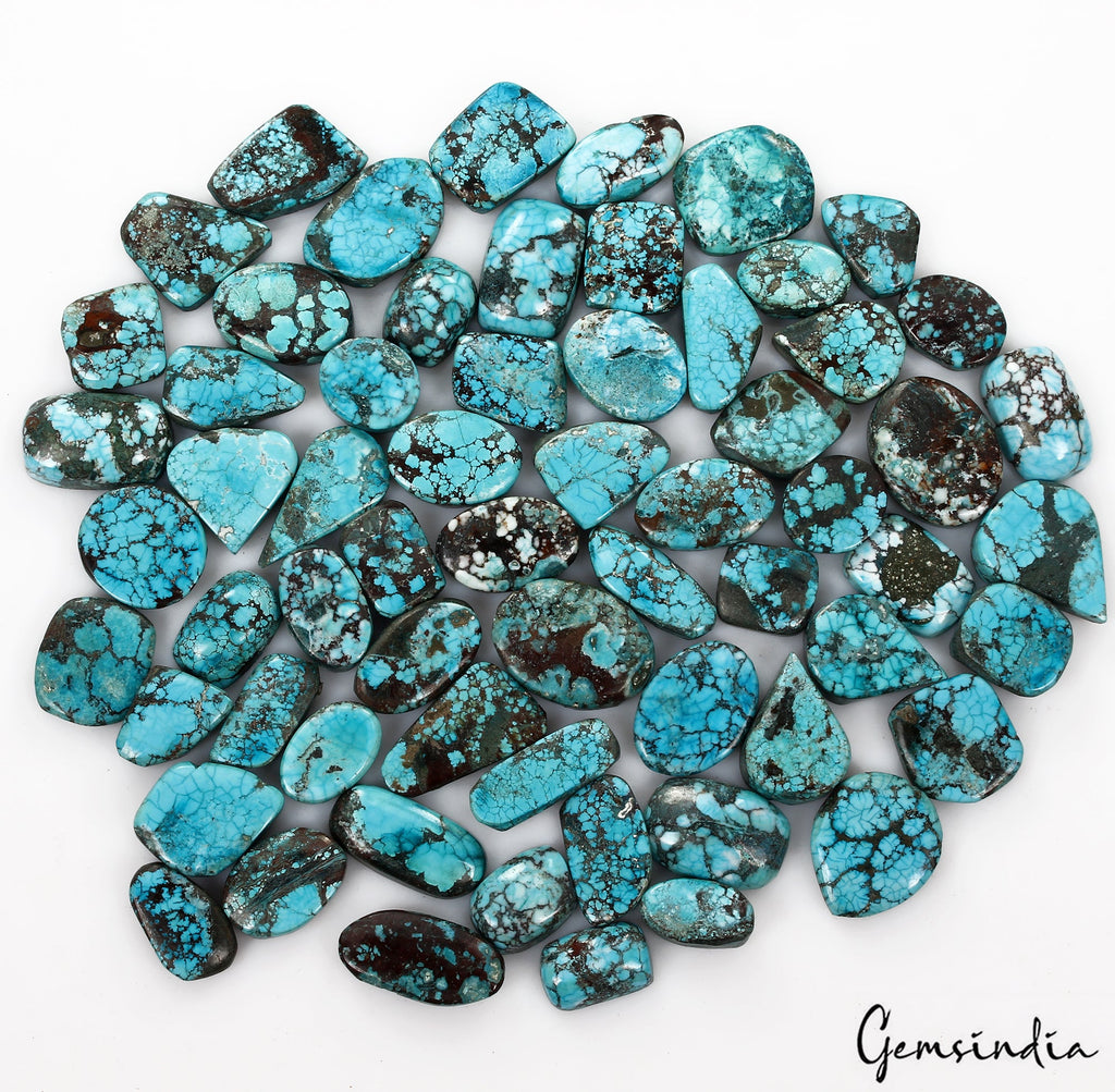 800 Ct/63 Pcs Natural Blue Green Spiderweb USA Turquoise Mix Cab Loose Gems Lot