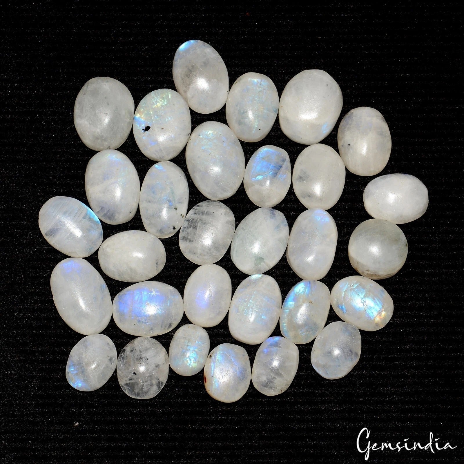 240 Cts/30 Pcs Natural Untreated Blue Shine Moonstone Oval Cab Loose Gems Lot
