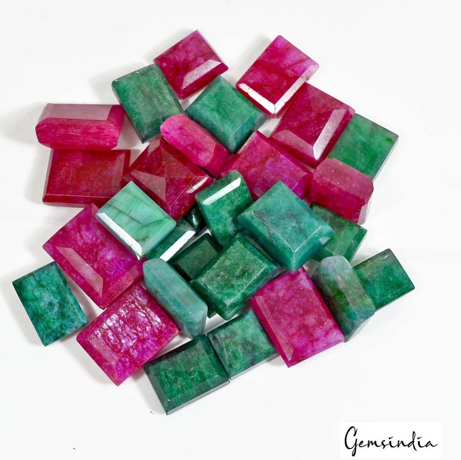 450 Cts/30 Pcs Natural Pink Beryl/Green Emerald Baguette Cut Gems For Jewelry