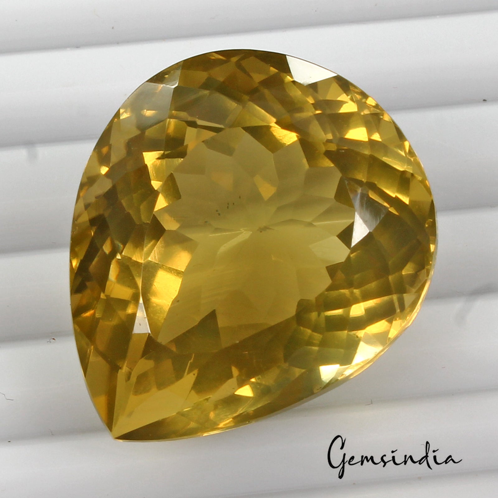 Certified 62.30 Cts Natural Untreated Golden Yellow Citrine Pear Cut Loose Gem