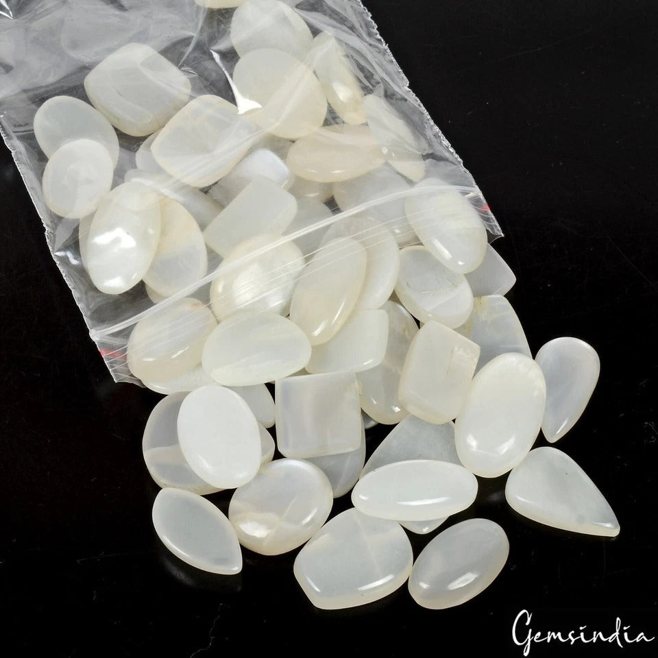 52 Pc Natural Silky Moonstone Mix Cabochon 13mm-21mm Loose Gemstones ~ 500 Cts