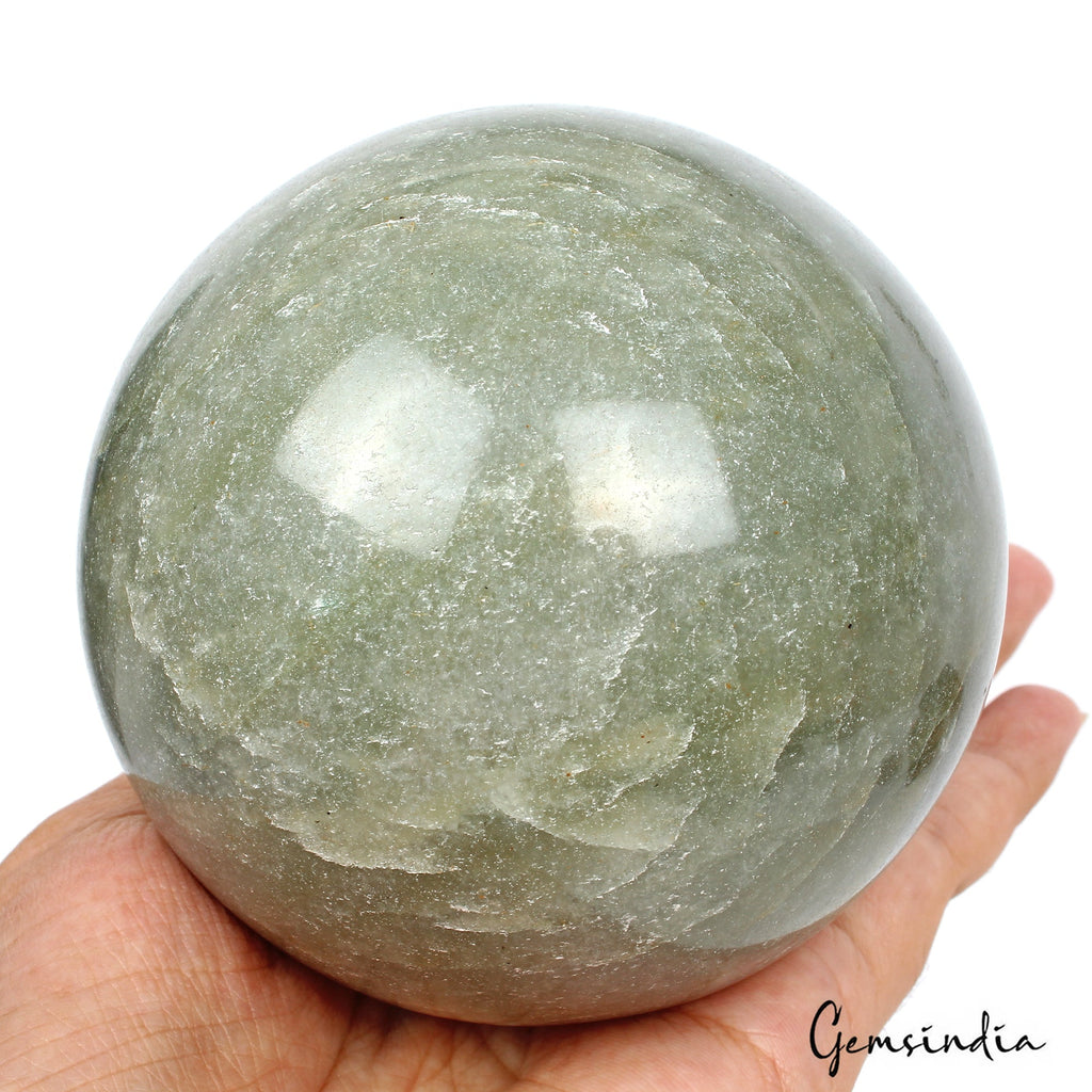 4370 Ct Natural Green Aventurine Healing Crystal Mineral Sphere Gems With Stand