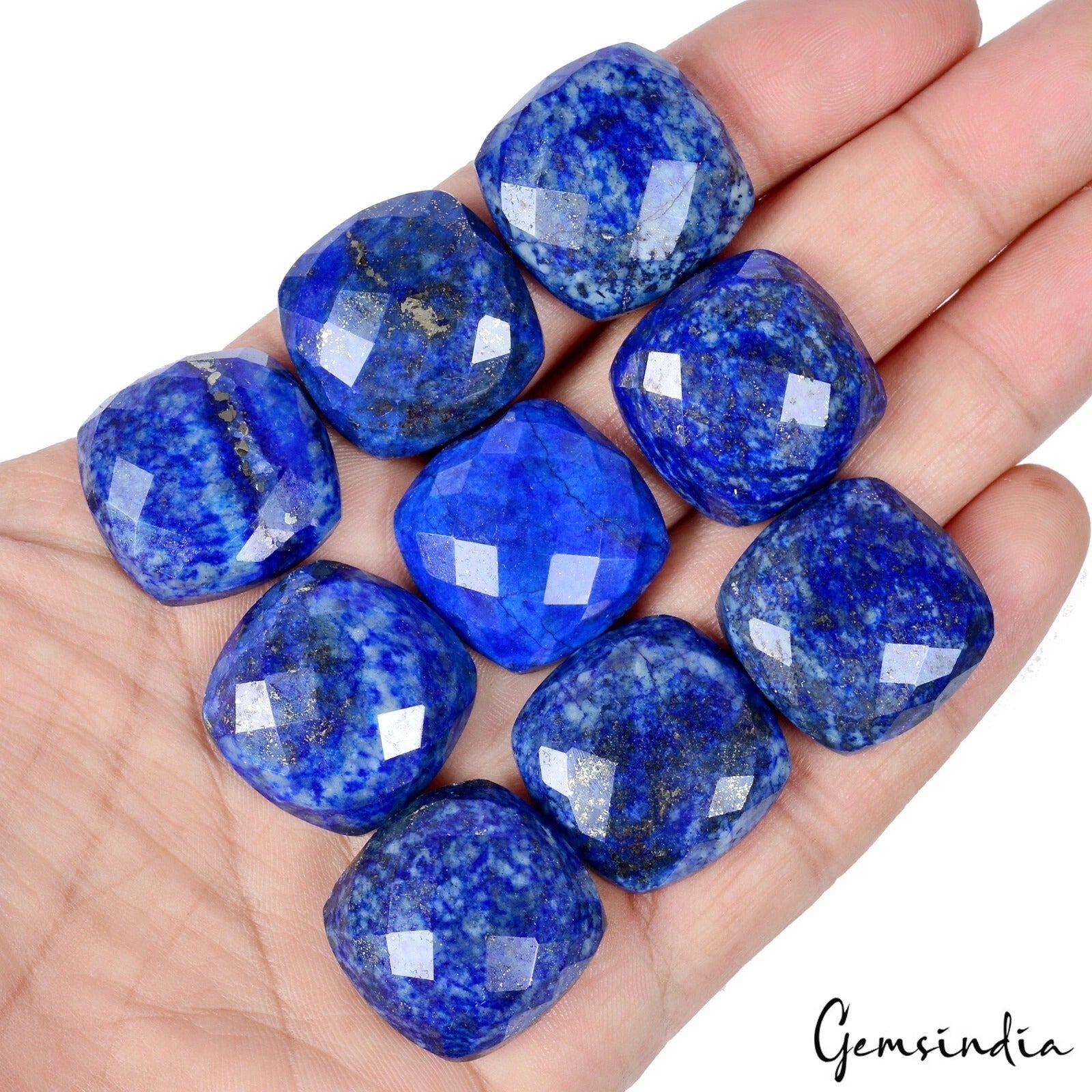 415 Cts/9 Pcs Natural Blue Lapis Lazuli Cushion Checker Calibrated 23mm Gems Lot