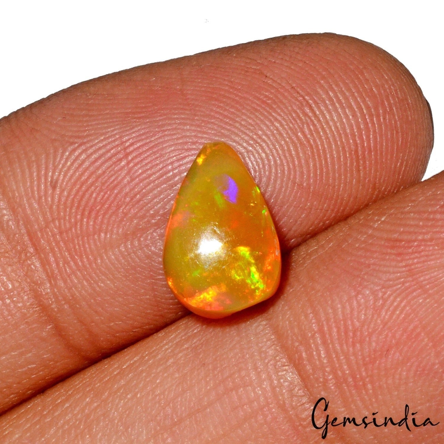 2.20 Ct Natural Yellow Untreated Ethiopian Opal Pear Cab Loose Ring Size Gems