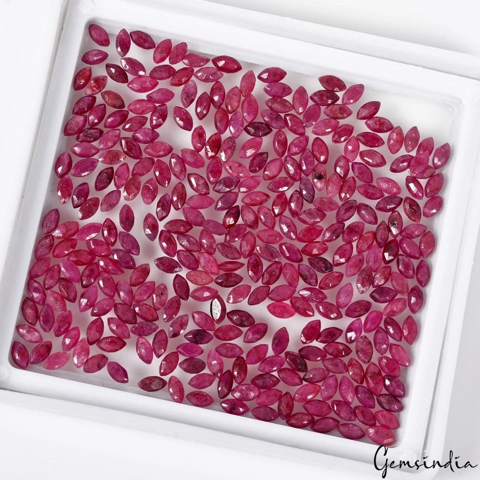 35 Cts/292 Pcs Natural Red Ruby Marquise Calibrated 4x2mm Loose Wholesale Gems