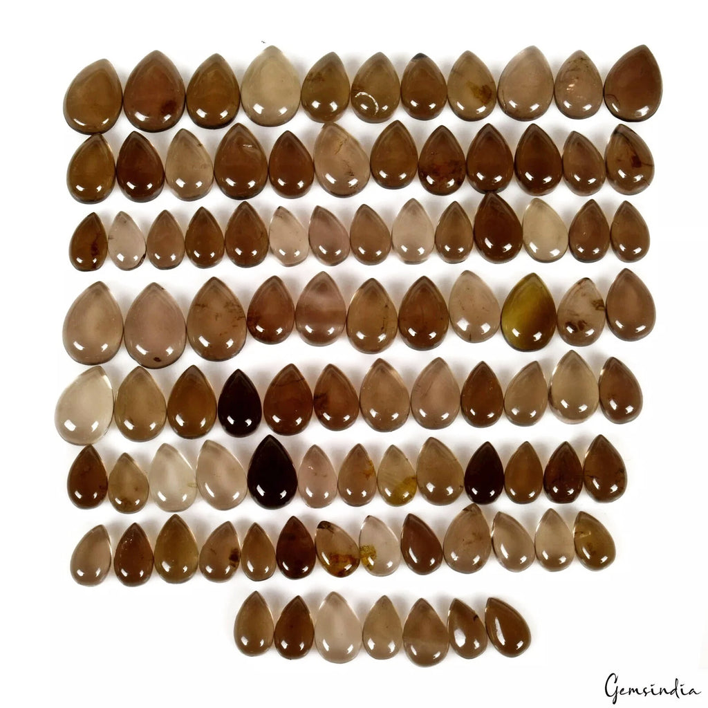 Smoky Quartz Lot, Cabochon — 93 Pieces, 9mm to 14mm, 250 Ct, Madagascar