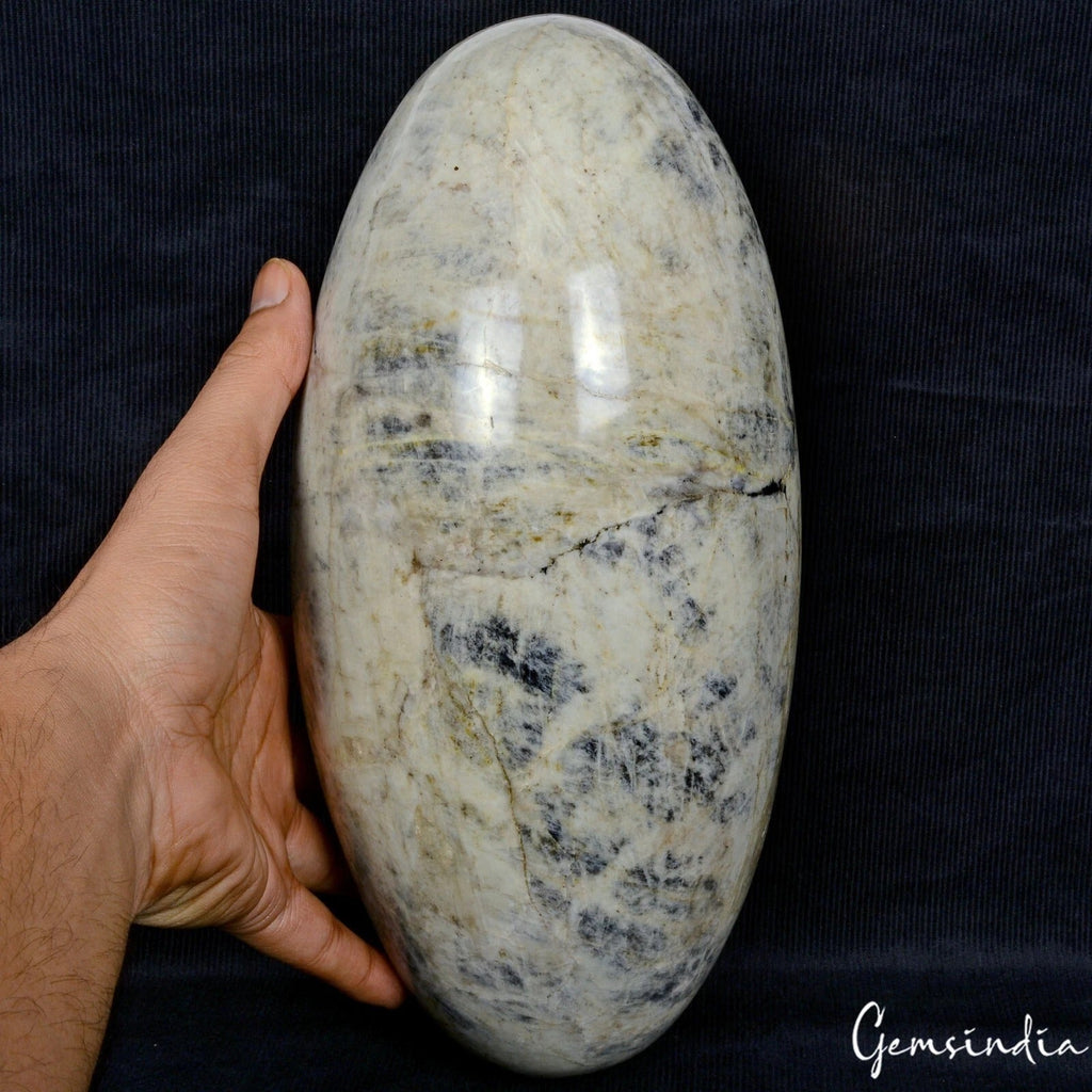 7.1 Kg/11.5" Natural Lapis Calcite Matrix Huge Size Oval Lingam Egg Polished Gem