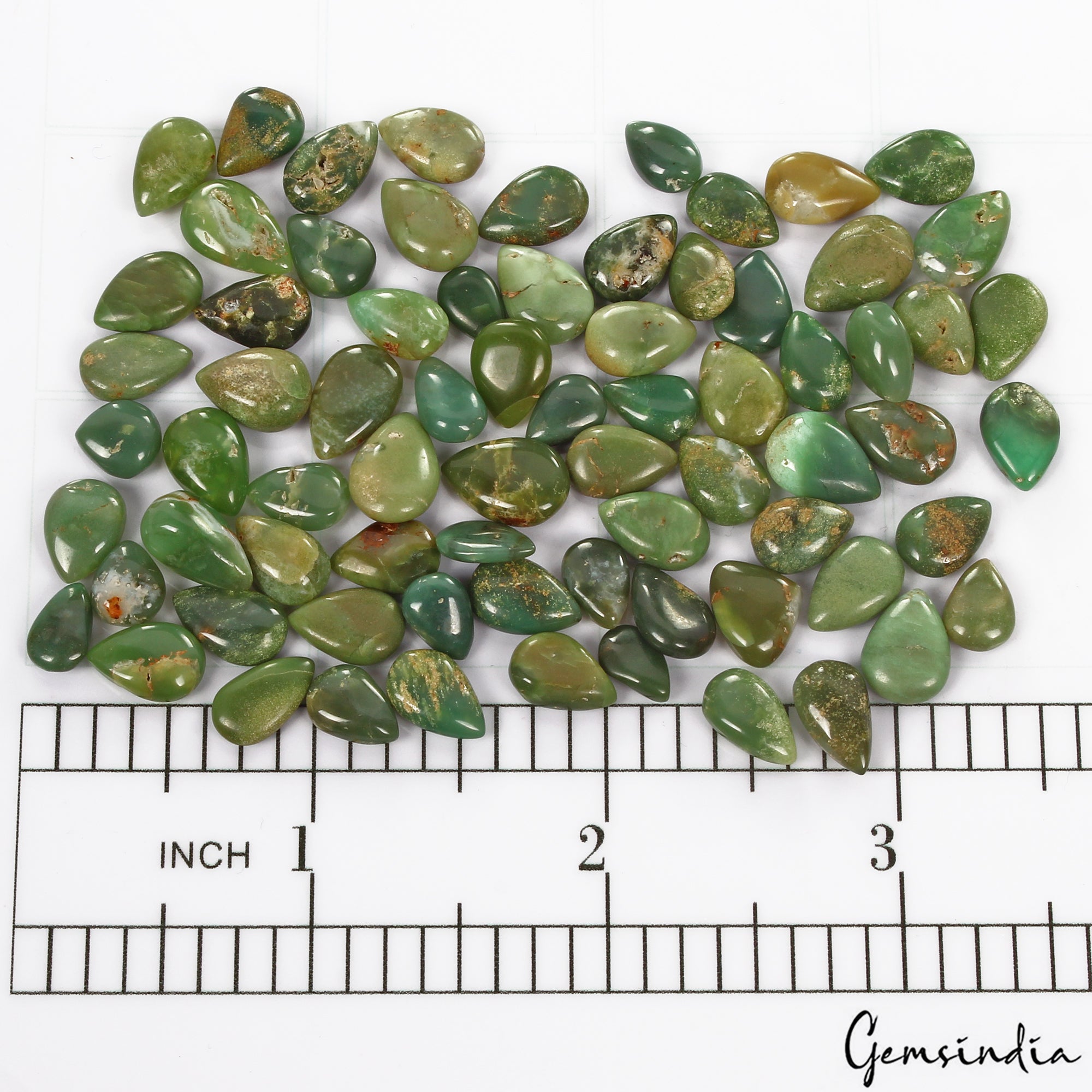 Chrysoprase Loose Gemstone, Untreated, Green — 7mm to 11mm, 122.50 Ct, India