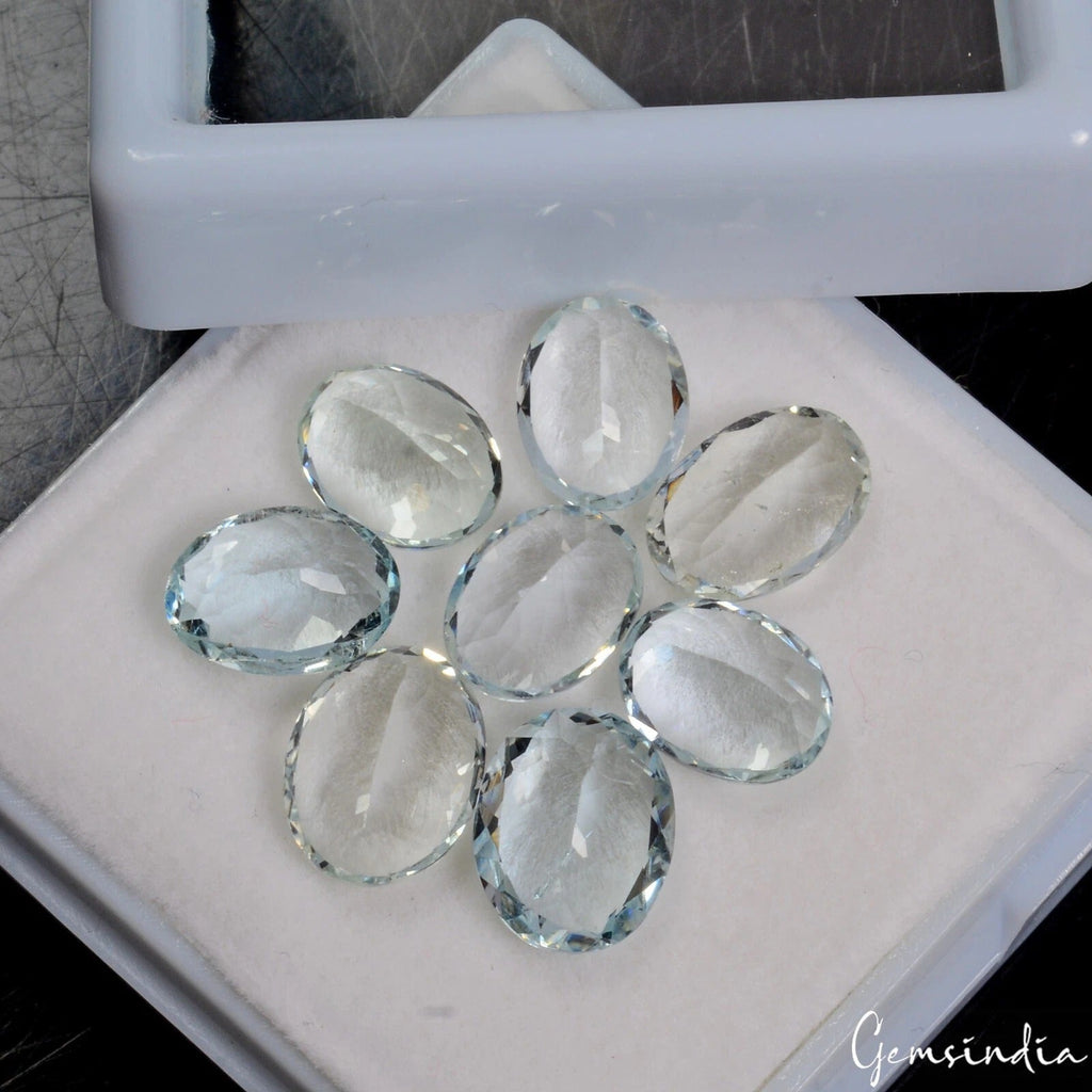Certified 14.60 Cts/8 Pcs Natural Untreated Blue Aquamarine Oval Cut Loose Gems
