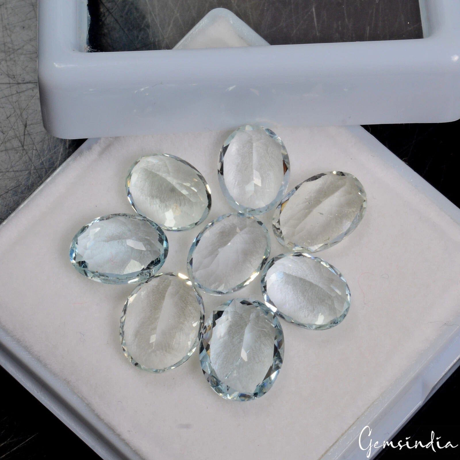 Certified 14.60 Cts/8 Pcs Natural Untreated Blue Aquamarine Oval Cut Loose Gems