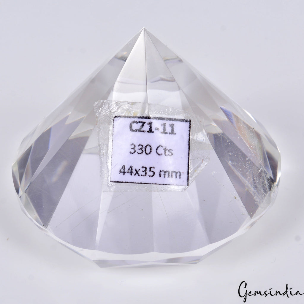 330 Ct Natural Crystal White Quartz 44mm Round Diamond Cut Loose Brazil Gemstone