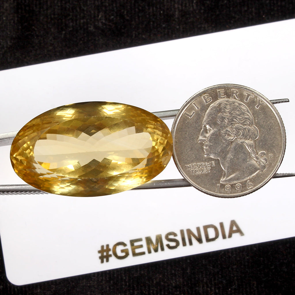Certified Large&Clean 75.50Ct Natural Yellow Citrine Oval Loose Gemstone, Brazil