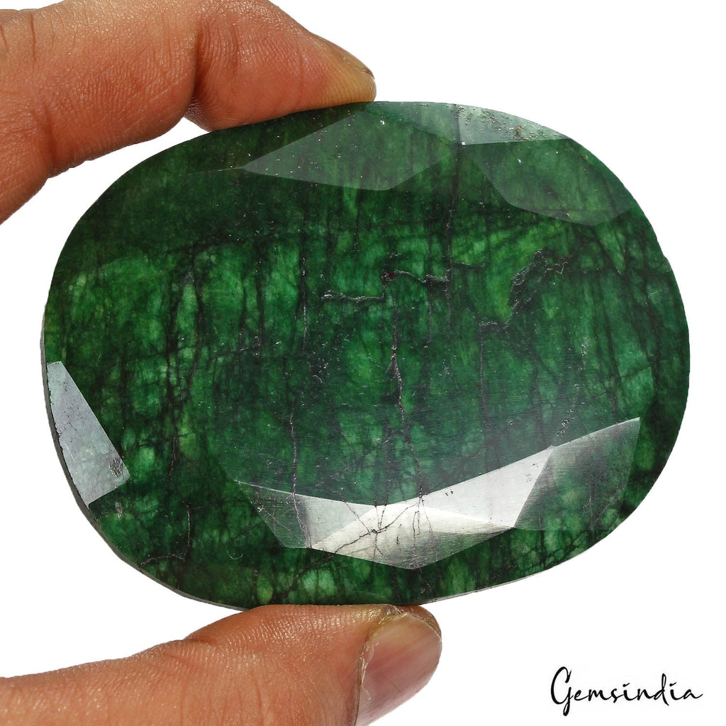 680 Ct Natural Dark Green Brazilian Emerald Oval Faceted Cut Huge Loose Gemstone