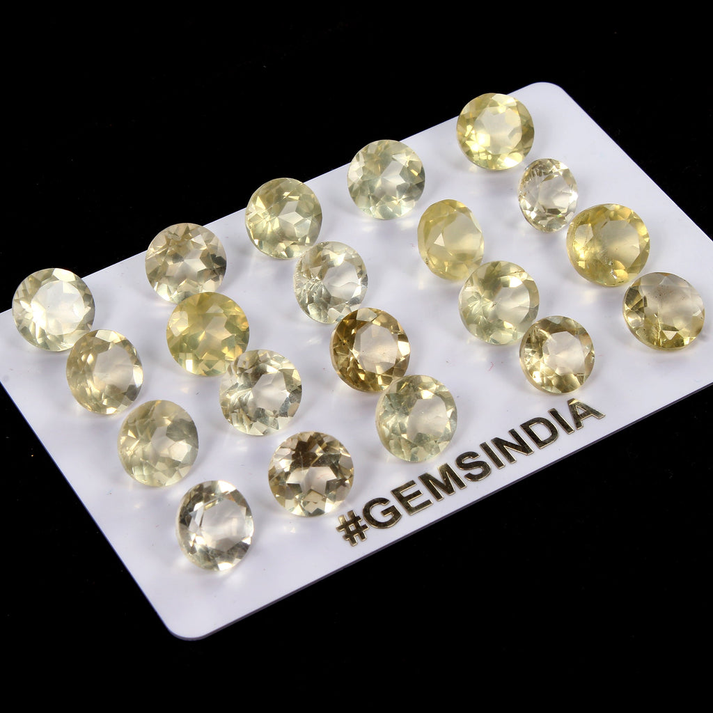 66.50 Ct Natural Lemon Citrine Quartz Round Cut 9-10mm Untreated Gemstones~20 Pc