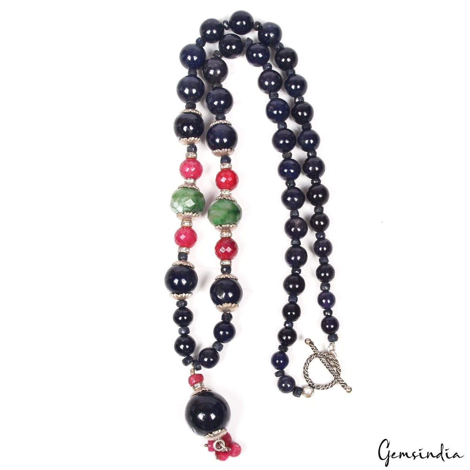 Sapphire Necklace, Color Enhanced, Multi Color — 26", 735 Ct, Madagascar