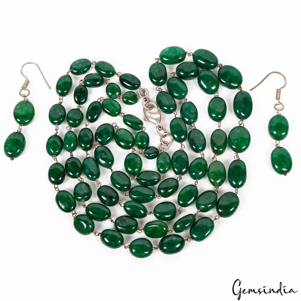Quartz Necklace, Color Enhanced, Green — 7mm to 14mm, 320 Ct