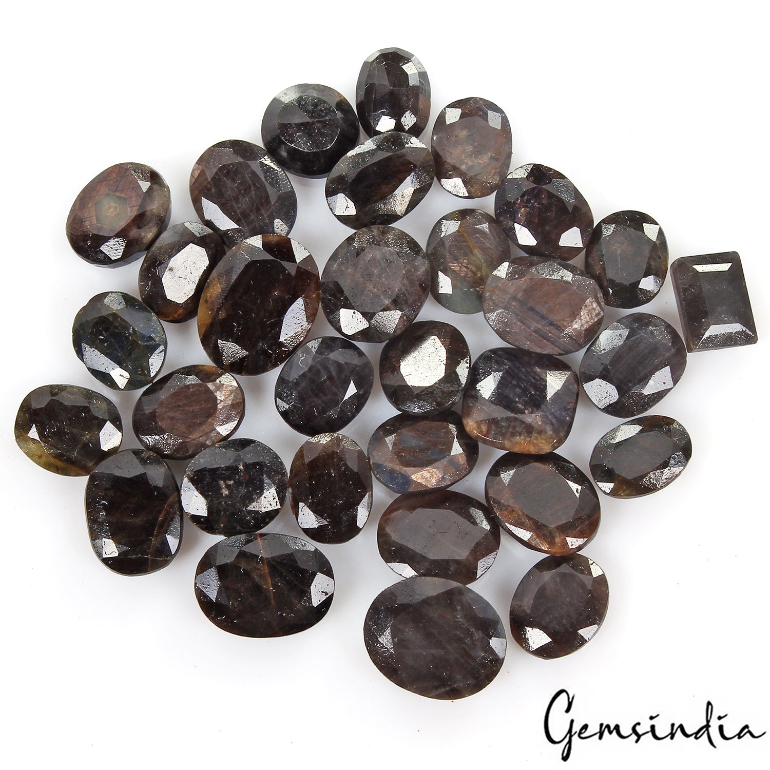 31 Pcs Natural Untreated Black Sapphire 12mm-18mm Loose Mix Ring Size Gemstones