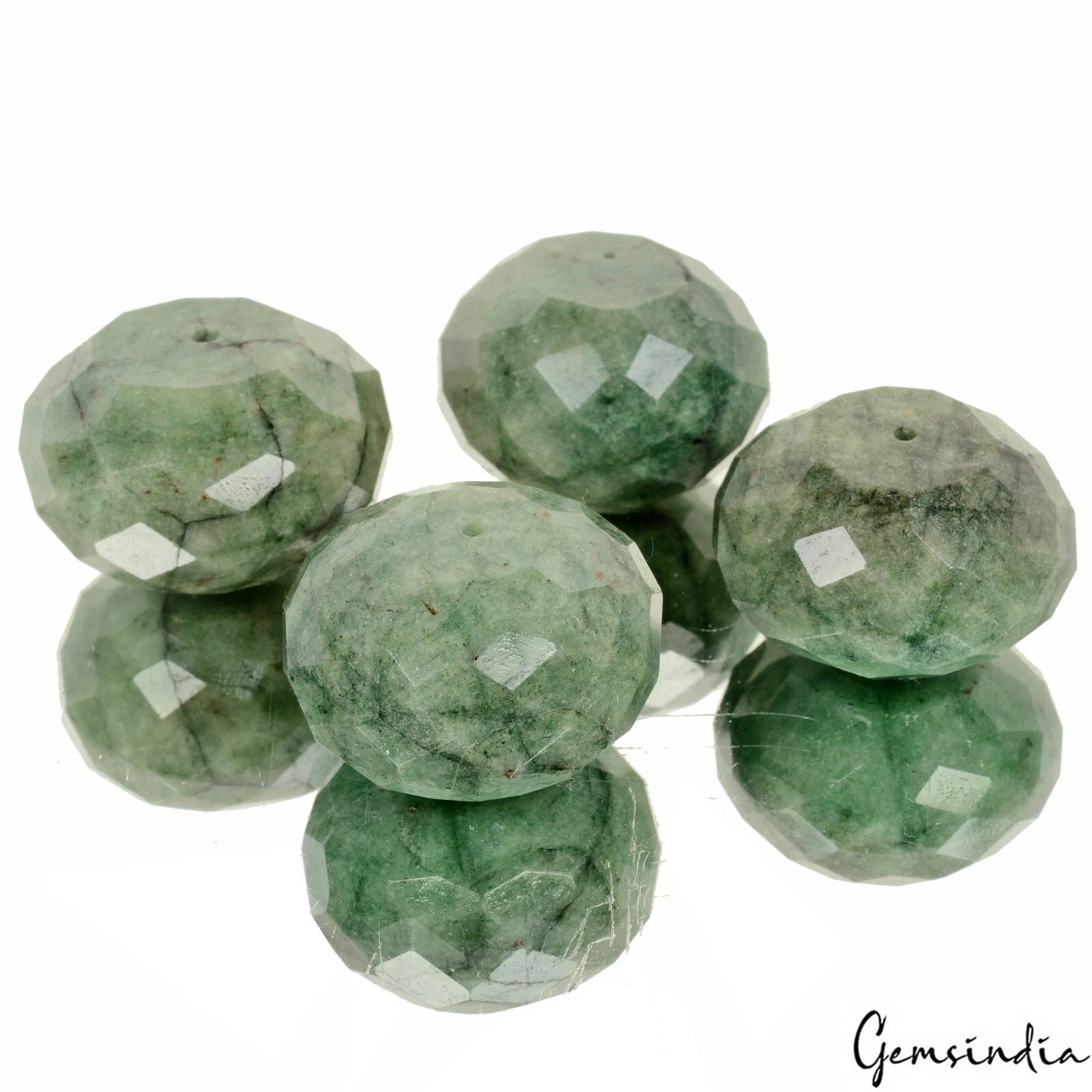500 Ct/4Pcs Natural Green Brazilian Emerald Round Cut Drill Beads Loose Gems Lot