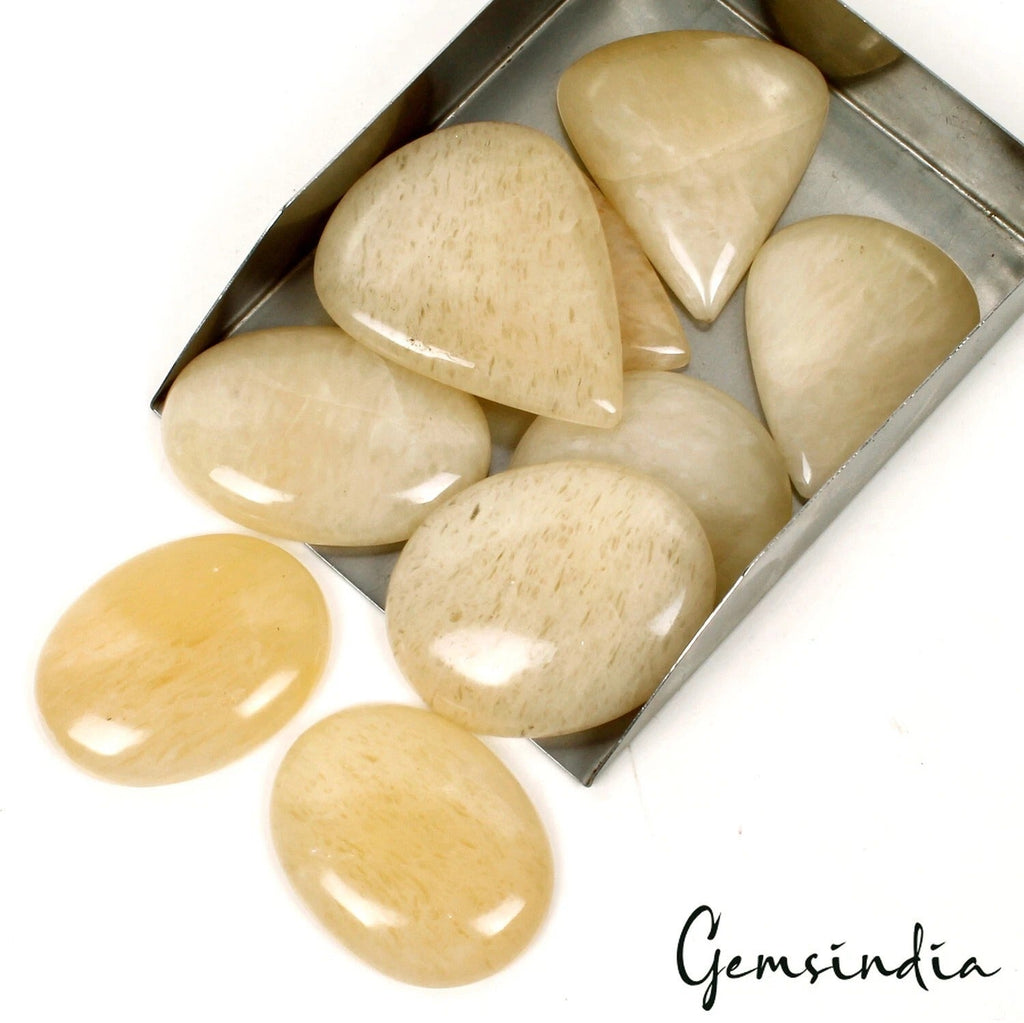1060 Ct/9 Pcs Natural Untreated Yellow Quartz Mixed Cab 43mm-55mm Wholesale Gems