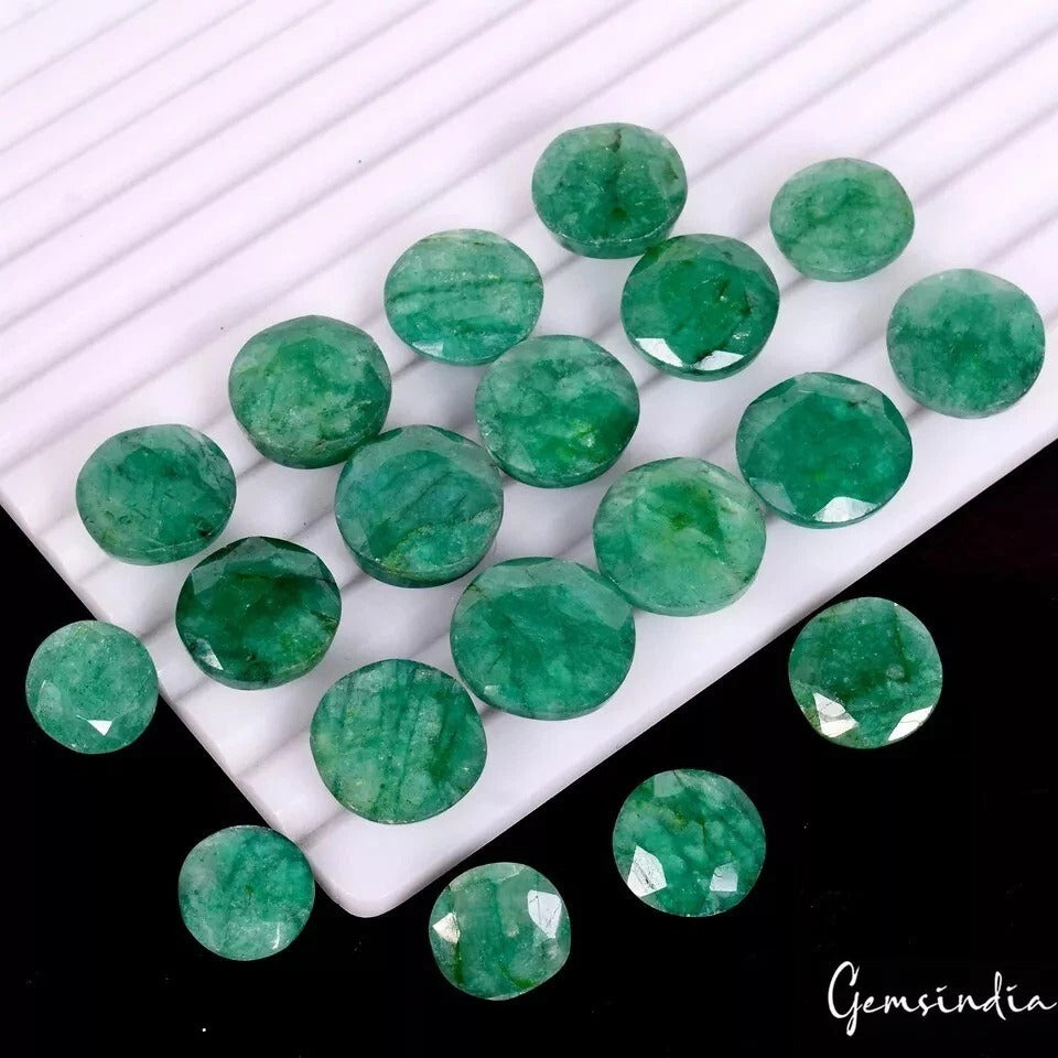 Brazilian Emerald Lot, Loose Gemstone, Color Enhanced — 10 Pieces, 14mm to 19mm, Brazil