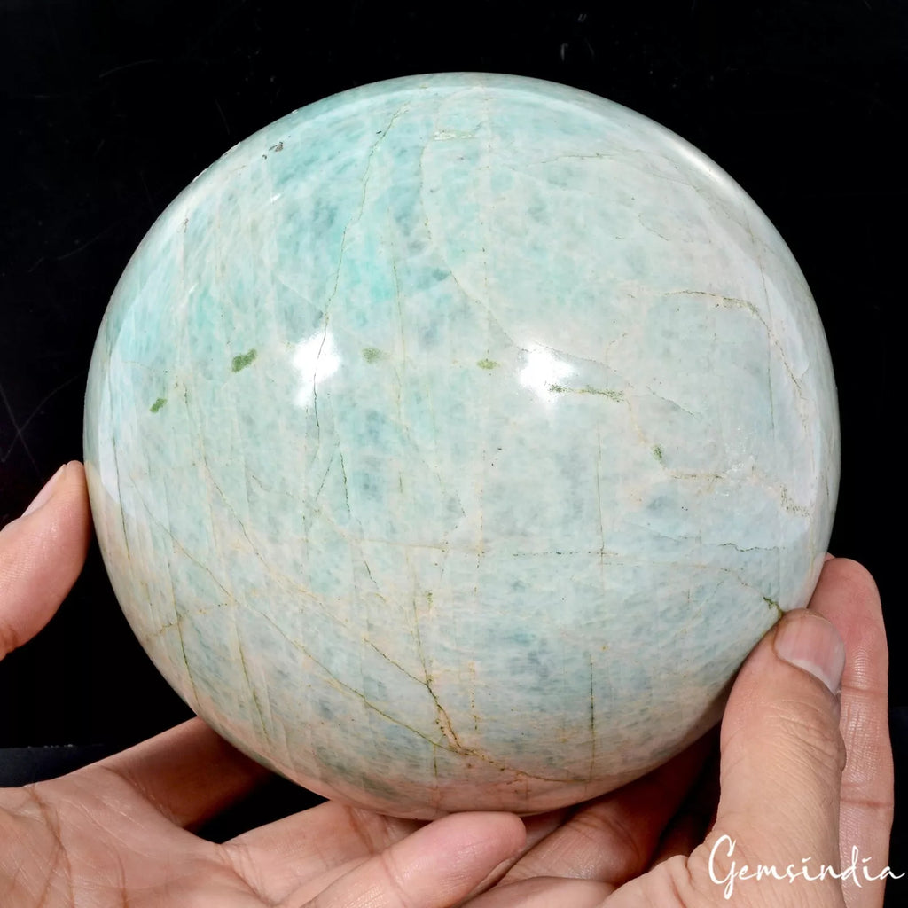Amazonite Sphere, Untreated — 5.7" in diameter, 4 Kg (20000 Ct), Madagascar