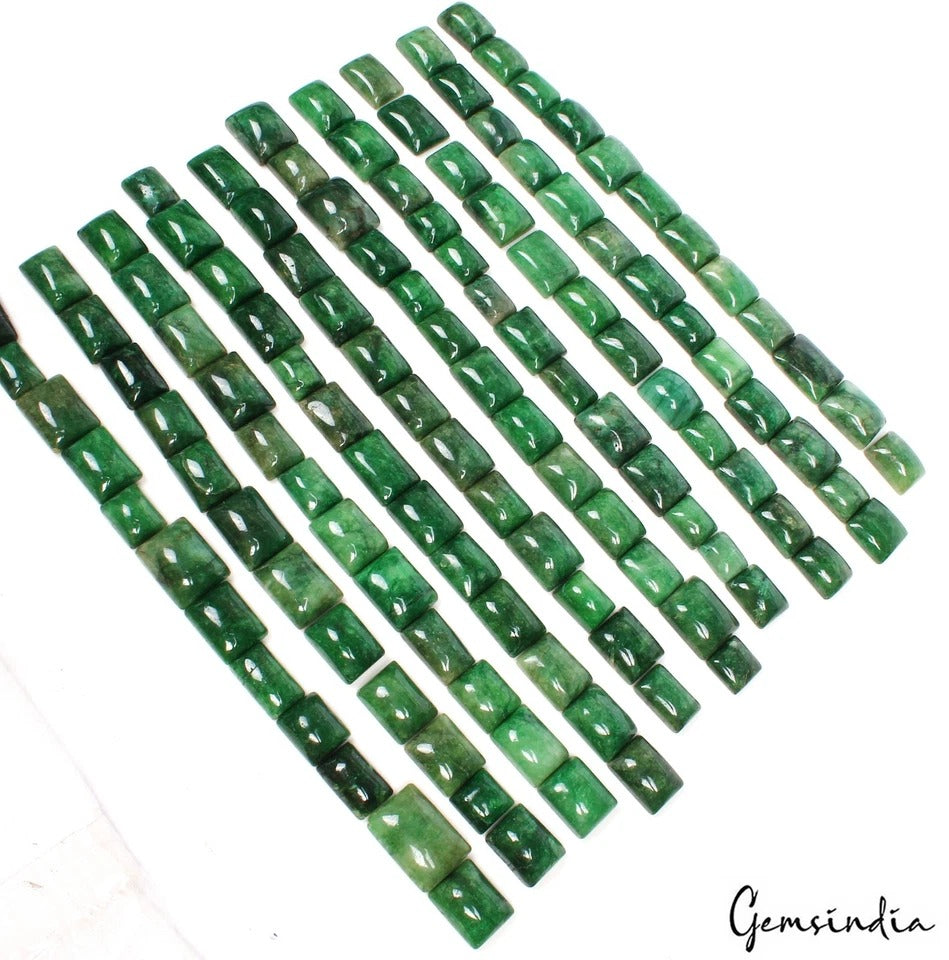 Emerald Lot, Cabochon, Rectangular Cabochon, Color Enhanced — 124 Pieces, 12mm to 22mm, 2030 Ct, Brazil